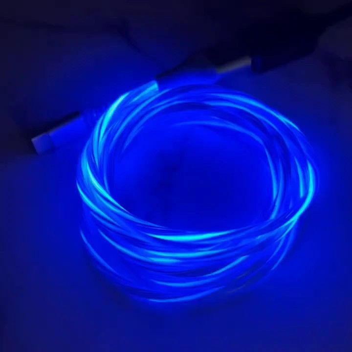 急速充電対応 LED イルミネーション ケーブル Type-C USB 充電 ケーブル 2m ブルー