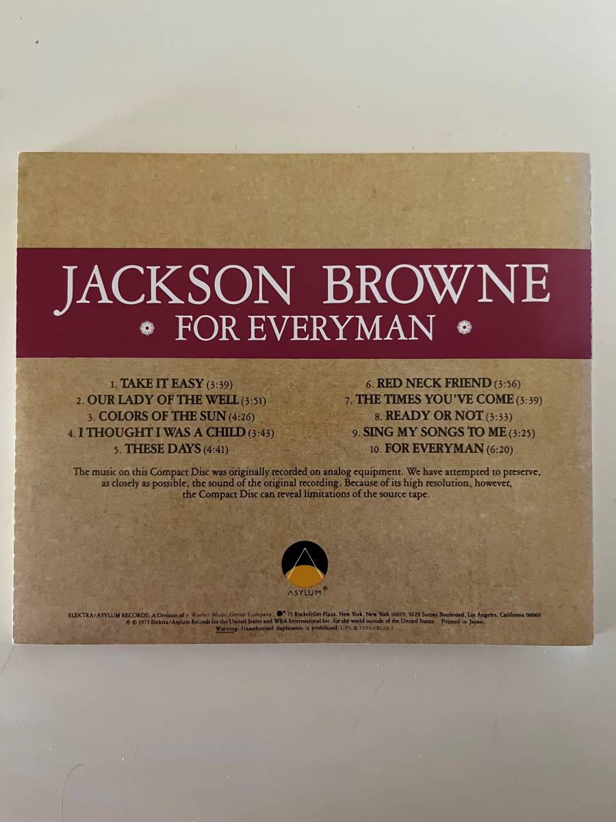 【CD】【帯付国内盤 2枚まとめて】JACKSON BROWNE / SATURATE BEFORE USING, FOR EVERYMAN_画像3