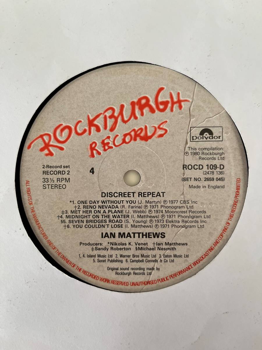 【2LP】【'80 UK Original】【ベスト盤】IAN MATTHEWS / DISCREET REPEAT_画像7