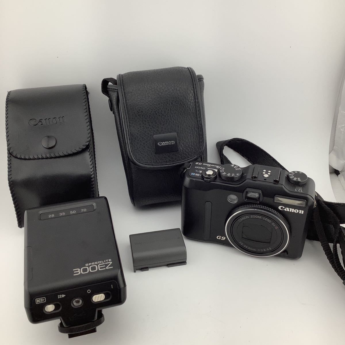 ★セット売り★ Canon G9 コンパクトデジタルカメラ 7.4-44.4mm 1:2.8-4.8 ストロボ SPEEDLITE 300EZ フラッシュ 【S80345-285】_画像1