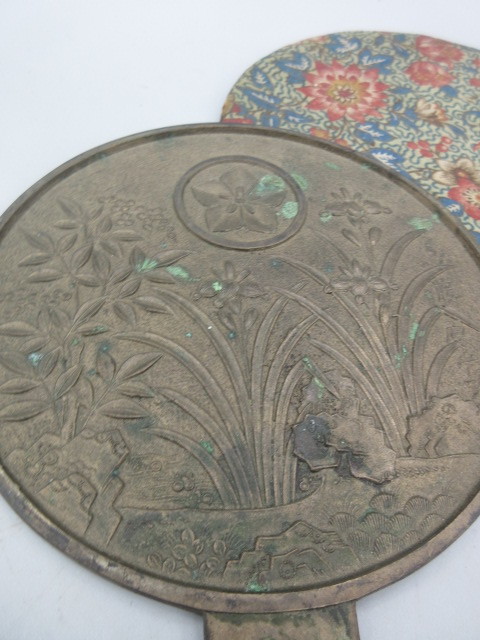 江戸期 古銅製品【古鏡 柄鏡 藤原義次/藤原光政/藤原光永 3点組 江戸期 古銅製品【古鏡 柄鏡 藤原義次/藤原光政/藤原光永 3点組