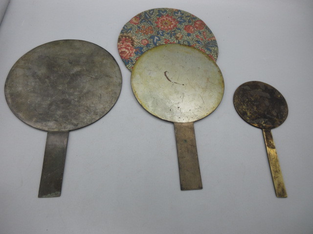 江戸期 古銅製品【古鏡 柄鏡 藤原義次/藤原光政/藤原光永 3点組 江戸期 古銅製品【古鏡 柄鏡 藤原義次/藤原光政/藤原光永 3点組