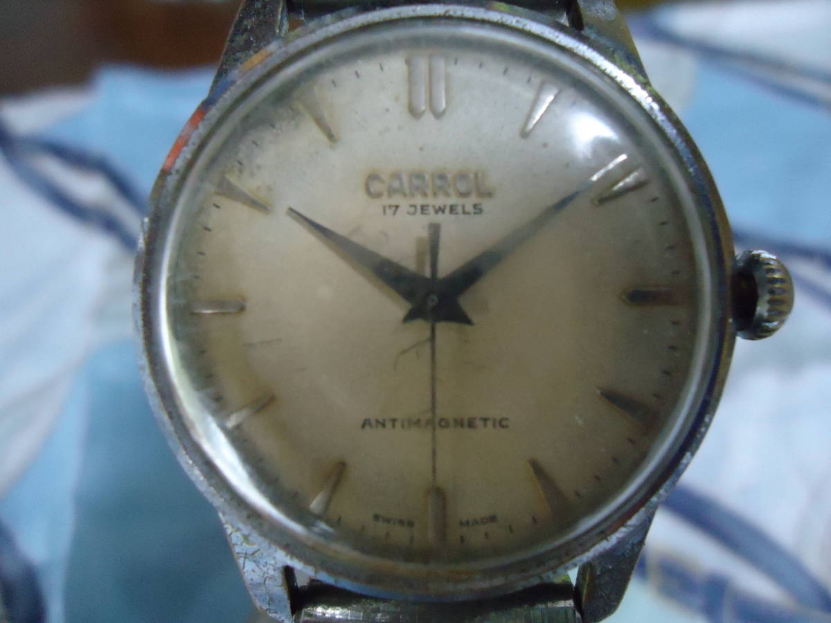 古い腕時計　CARROL　17JEWELS　ANTIMAGNETIC　手巻　アンティーク　35mm　_画像9