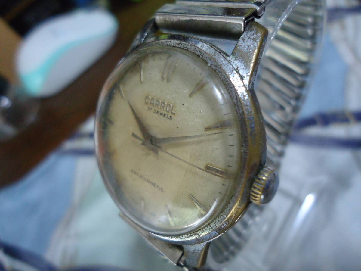 古い腕時計　CARROL　17JEWELS　ANTIMAGNETIC　手巻　アンティーク　35mm　_画像7