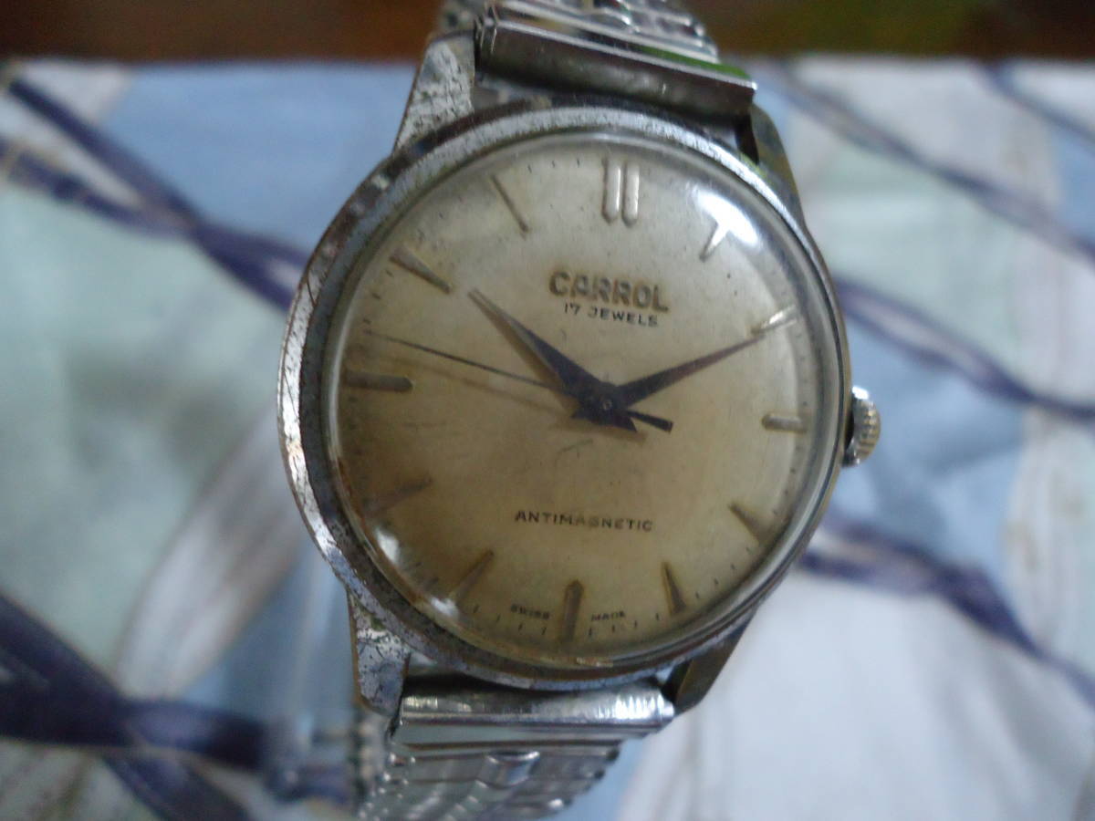 古い腕時計　CARROL　17JEWELS　ANTIMAGNETIC　手巻　アンティーク　35mm　_画像6