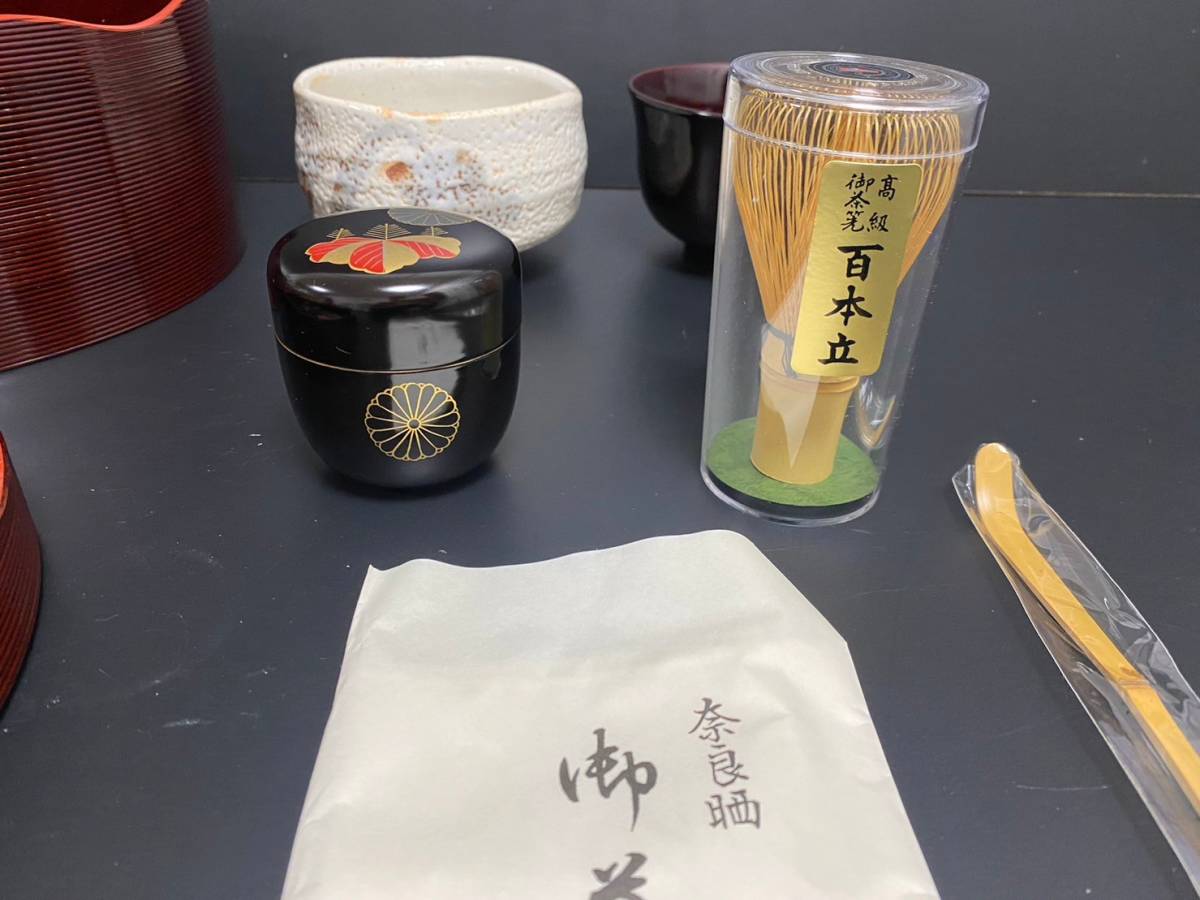 ★a-205　茶道具 茶器 茶碗 煎茶道具 茶櫃 茶道具入れ 茶杓 茶筅 千歳 なつめ 建水 など まとめて _画像4