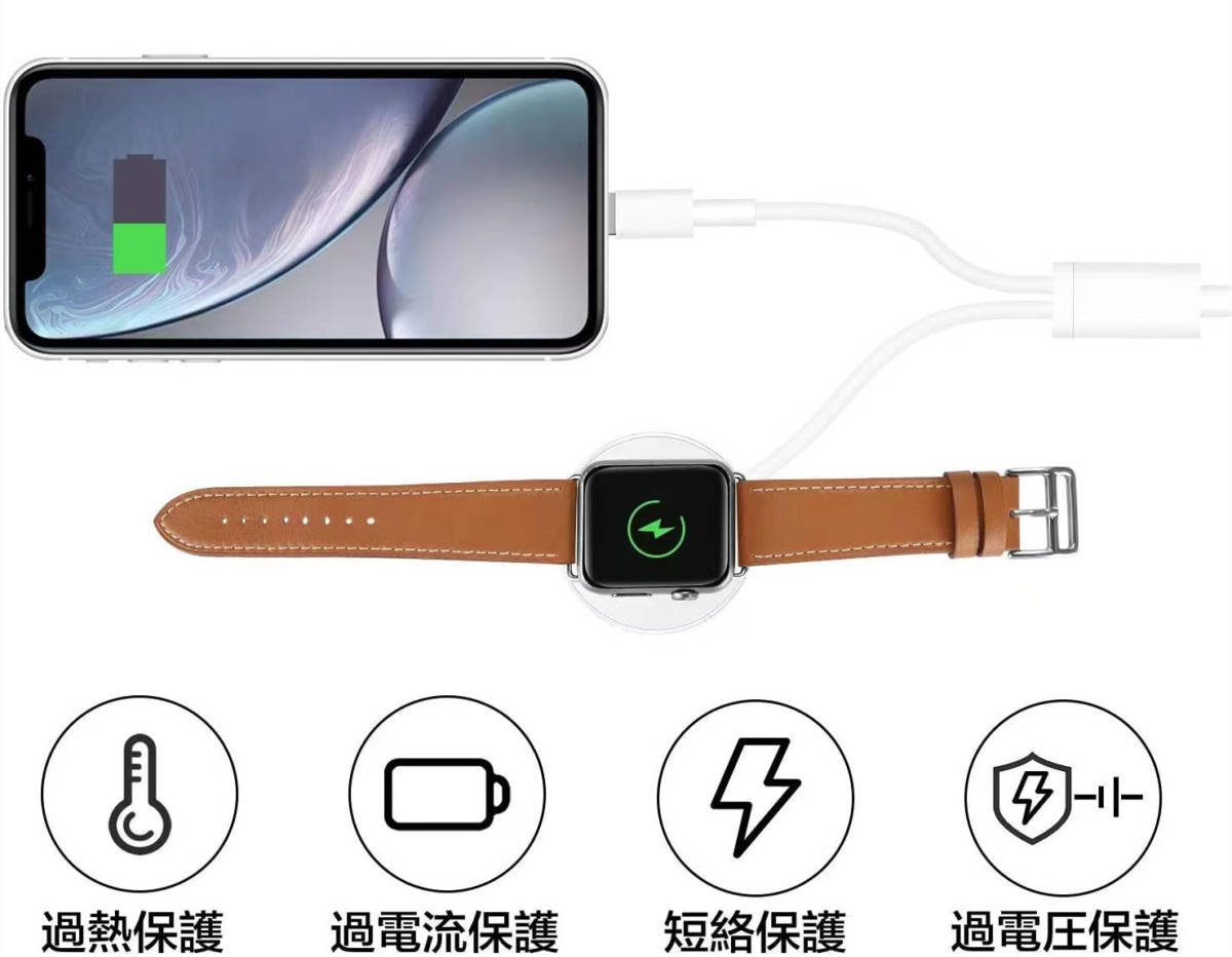 【送料無料】新製品　Apple Watch充電器 iphone アップルウォッチ充電ケーブル ワイヤレス充電 磁気充電 USBコネクタ 2in1充電 ケーブル_画像5