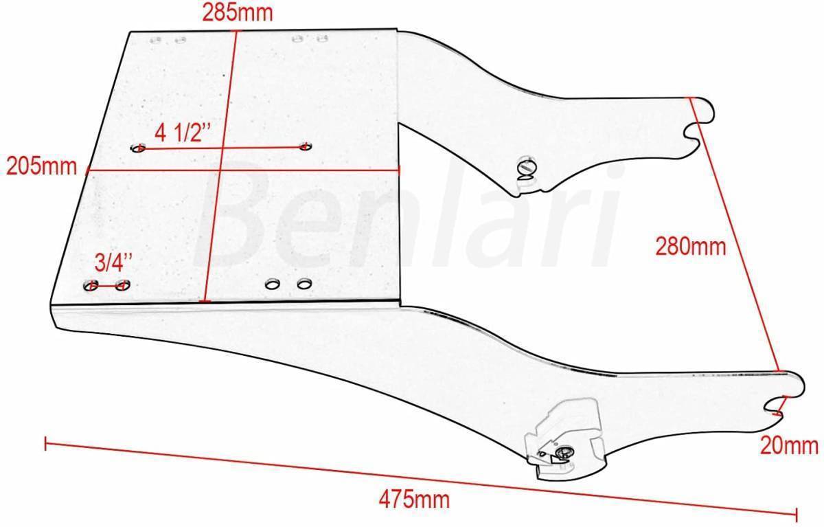 harley ハーレー デタッチャブル ツーアップ ツアーパックラック 97-08年 黒 Bタイプ【cn-harley-013c】の画像5