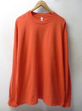 ◆LOS ANGELES APPAREL XL ロサンゼルスアパレル USA製 クルーネック ロンT 長袖 Tシャツ オレンジ系 サイズXL 美の画像1