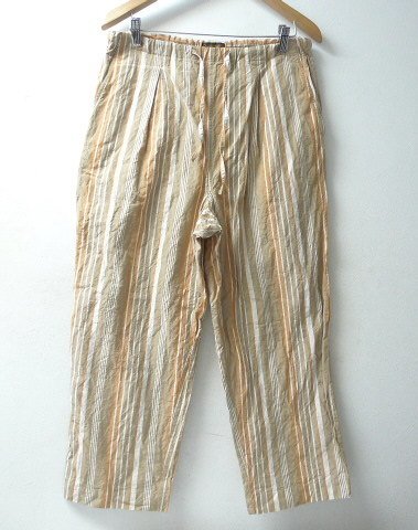 ◆A Vontade アボンタージ 美 Lax Easy Pants -Multi Stripe Cotton/Linen Typewriter　ストライプ イージー パンツ サイズL_画像1