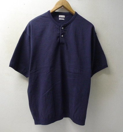 ◆steven alan スティーブンアラン 22ss KUBO HENLEY NECK SHORT SLEEVE KNIT-LOOSE ヘンリーネック 半袖 ニット ネイビー サイズS 美_画像1