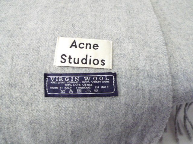 ◆Acne studios アクネストゥディオス VIRGN WOOL 大判 ウール ストール マフラー グレー_画像3