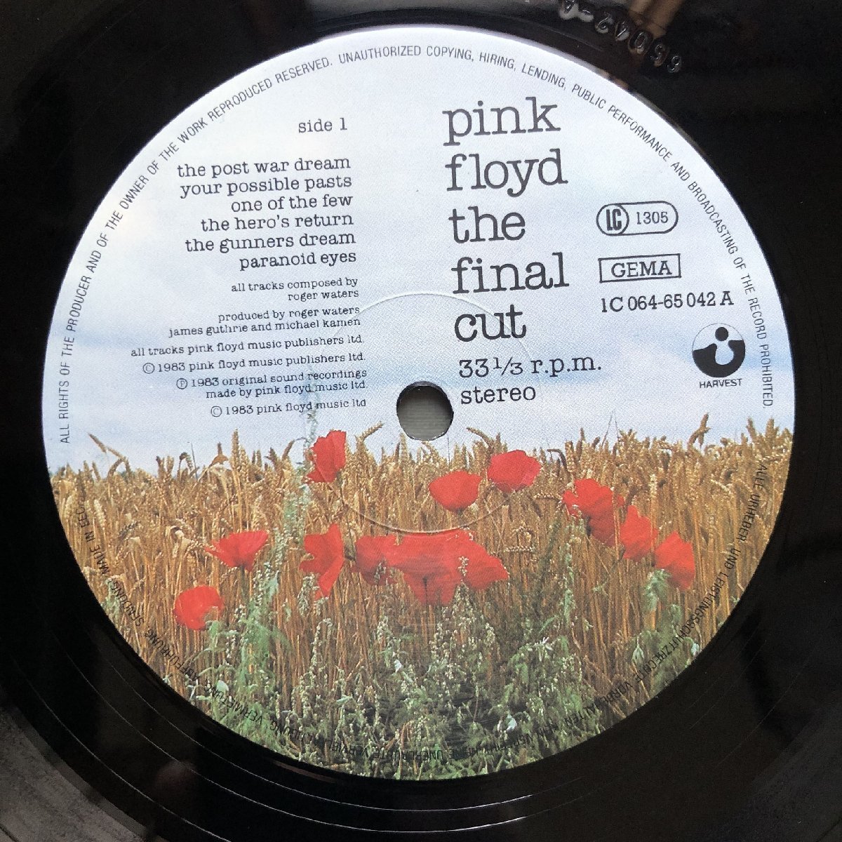 傷なし美盤 1983年 レア ドイツ盤 ピンク・フロイド Pink Floyd LPレコード ファイナル・カット The Final Cut David Gilmour,Roger Waters_画像7