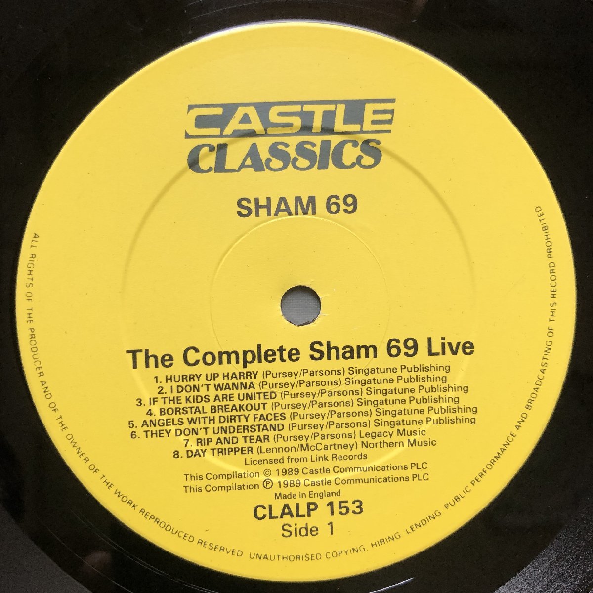 良盤 1989年 英国 本国オリジナルリリース盤 シャム69 Sham 69 LPレコード The Complete Sham 69 Live: If The Kids Are United_画像8