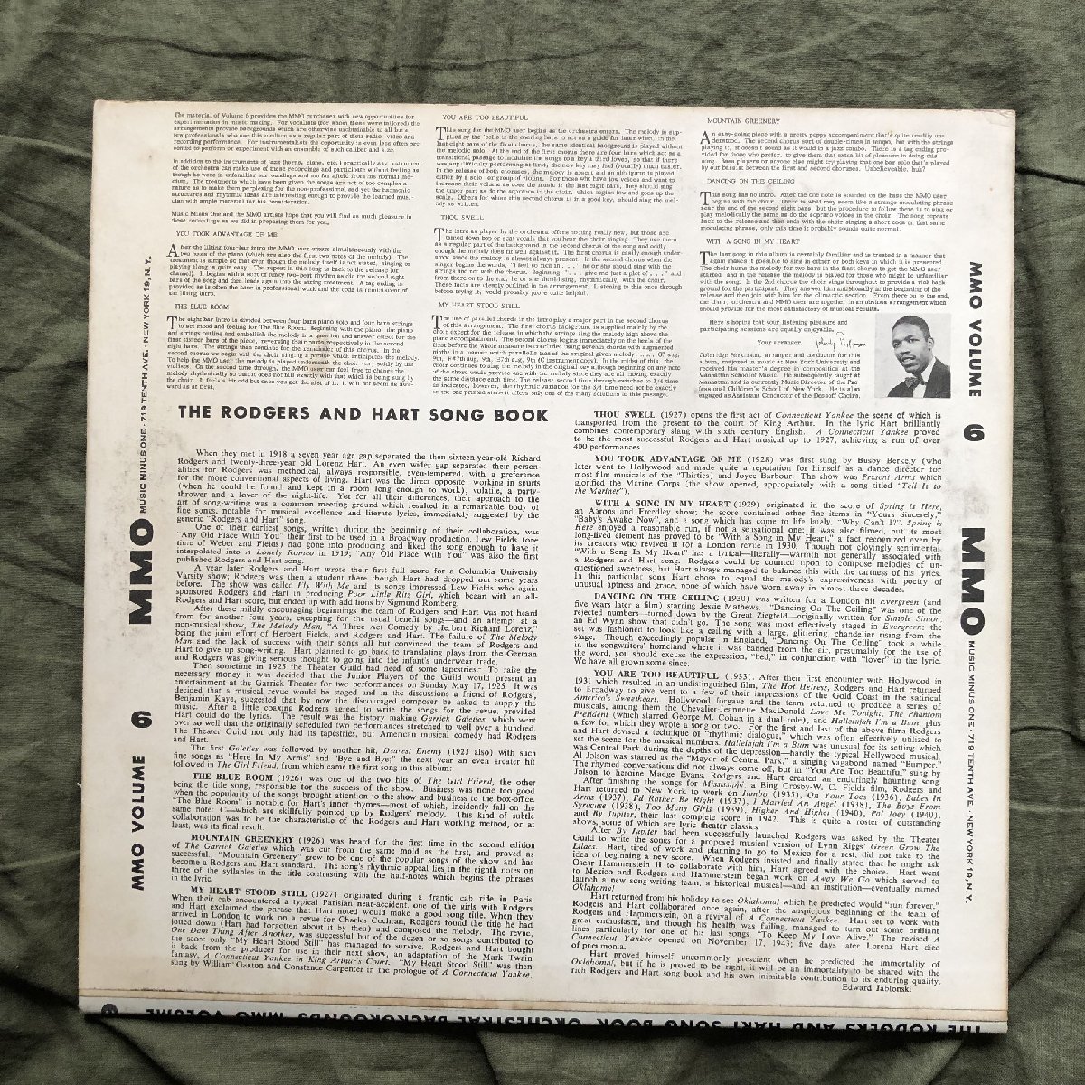 原信夫Collection 良盤 良ジャケ 米国 本国盤 レア盤 Music Minus One LPレコード The Rodgers And Hart Song Book Volume 6 練習用_画像2