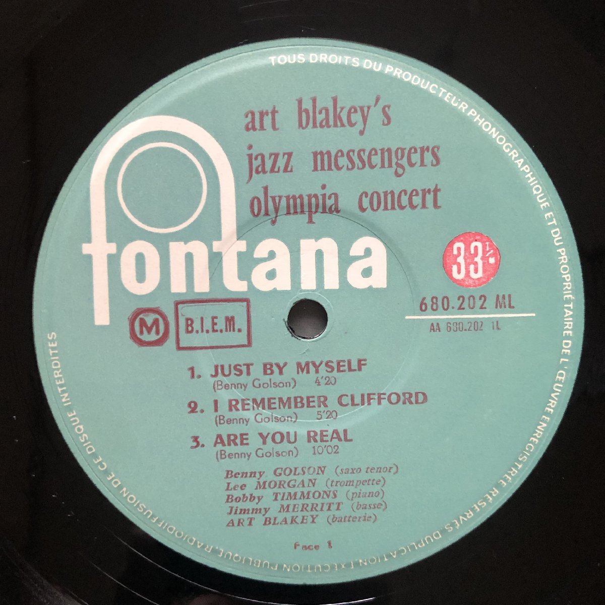 原信夫Collection 良盤 良ジャケ 激レア 1959年 フランス盤 オリジナルリリース盤 Art Blakey LPレコード Olympia Concert: Benny Golson_画像7