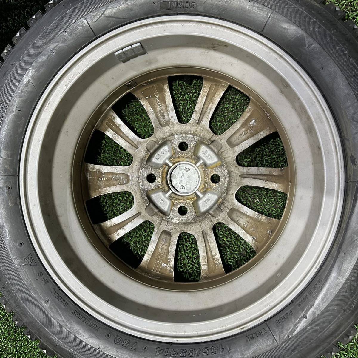 AE172 新品　BS VRX 2 155/65R14 スタッドレス 14x4.5J +46 PCD 100 【4本セット】【バランス済み】日産純正 デイズルークス 三菱 eKなど_画像6