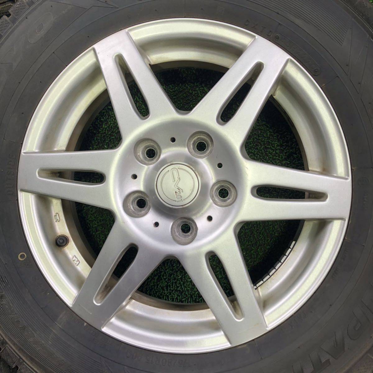 AE199-312 バリ山 トーヨー 冬タイヤ 175/80R15 CV201ホイール 15×5J +48 PCD114.3-5穴 4本セット 軽自動車等 1円スタート_画像7