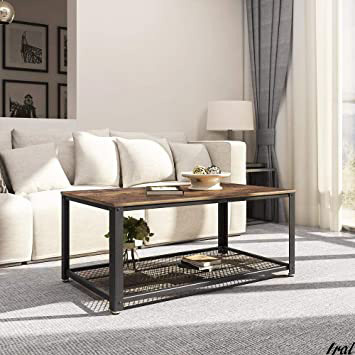  low table runner table steel frame wire mesh wooden tabletop compact Vintage stylish interior 