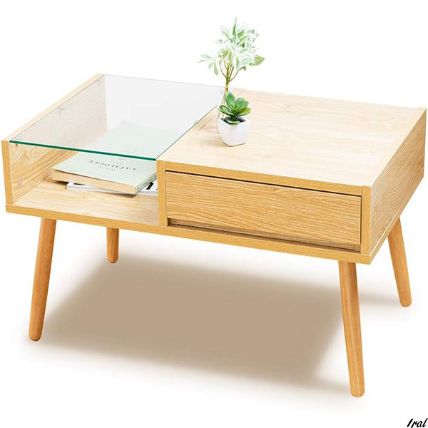 インテリア　テーブル　ガラス　ナチュラル　ダイニングテーブル　ローテーブル　引き出し付き　ガラステーブル　家具　模様替え
