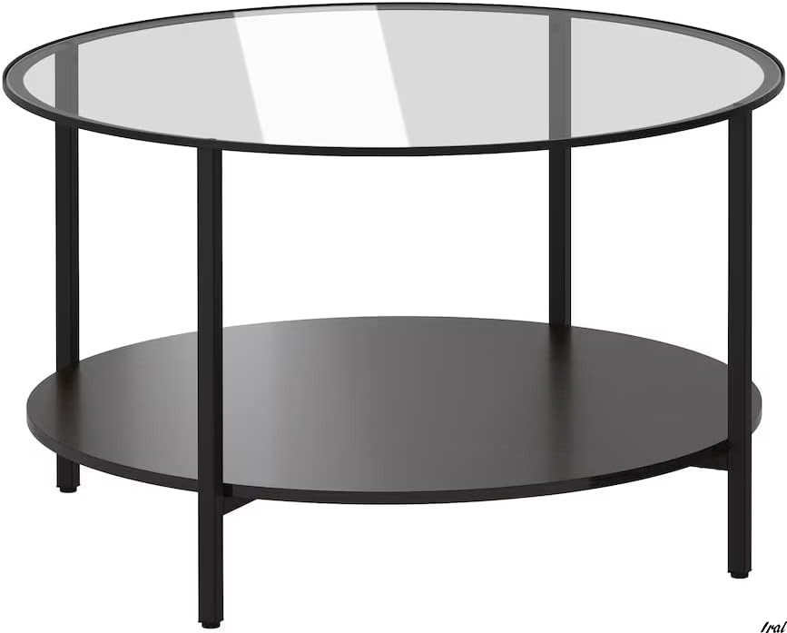 インテリア　テーブル　コーヒーテーブル　デスク　ブラック　黒　ブラウン　丸　模様替え　円形　ガラス　ガラステーブル_画像4