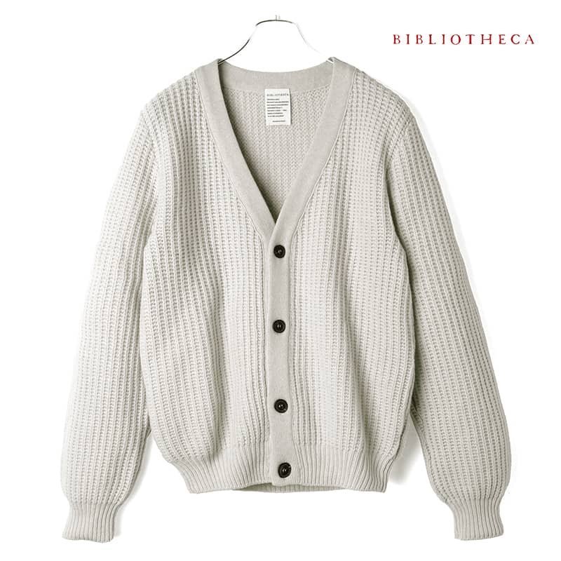 ◆【BIBLIOTHECA(ビブリオテカ)/秋冬/ウールカシミヤリブ編ローゲージVネックニットカーディガン(US MIL STITCH CARDIGAN)】[bib2380161-M]_画像1