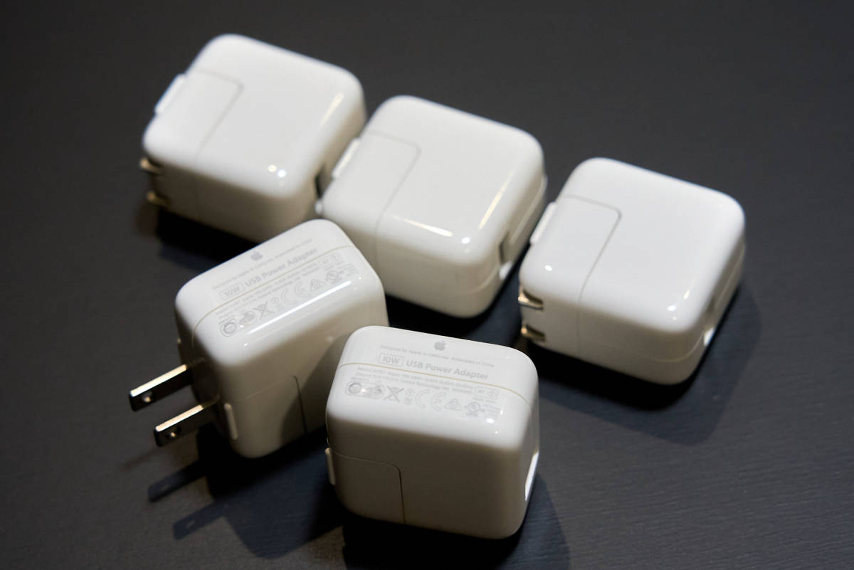 ⑤- 5個セット　Apple アップル純正　USB充電器　10W　USB　Power　Adapter　ホワイト　A1357　5.1V 2.1A 　ACアダプタ　電源アダプタ_画像1