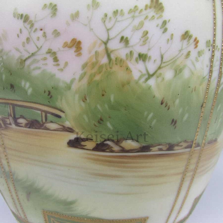  Old Noritake gold .kote-ji scenery writing vase 1911 year about -1921 year about U2564