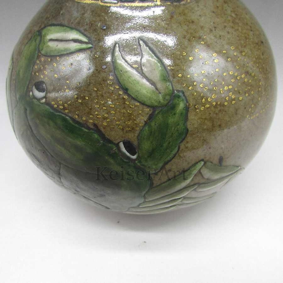 玄関先迄納品 オールド・ニッポン U3137 ノーマーク 浮彫蟹図花瓶