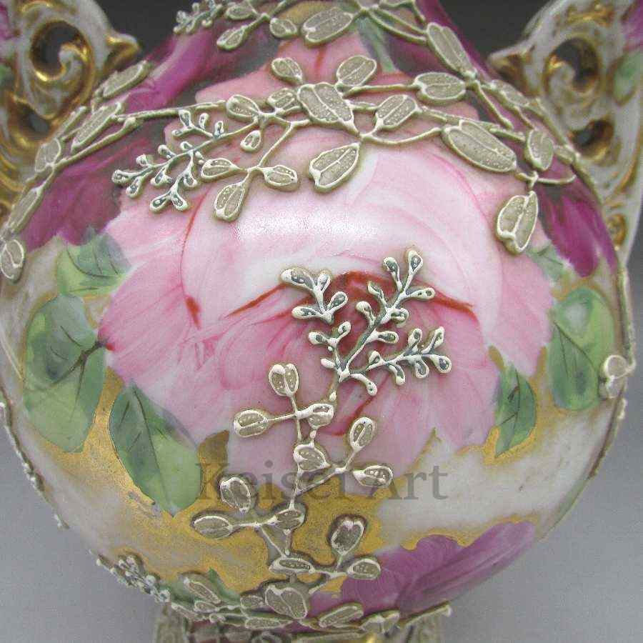 Yahoo!オークション - ロイヤルモリエ 盛上薔薇文花瓶 ROYAL
