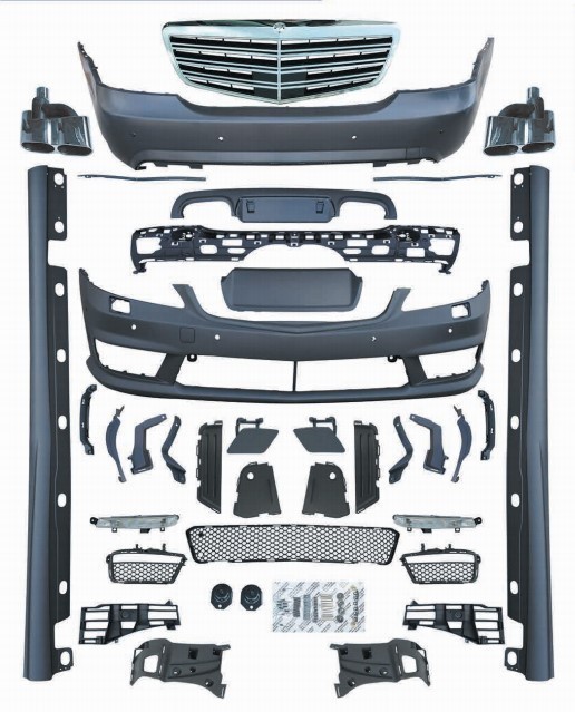 .. set! grill & muffler & daylight included . set! Mercedes Benz latter term S65 look aero set W221 S350 S500 S550 S600