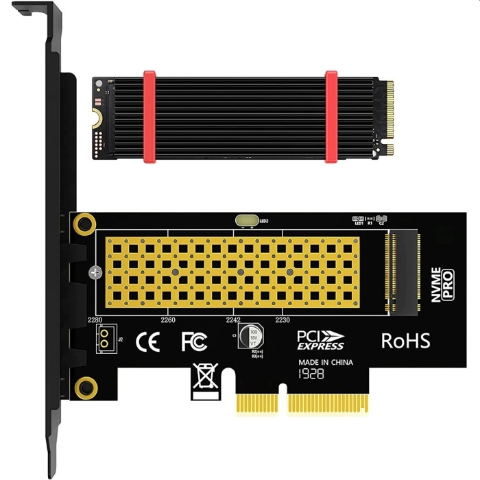 M.2 NVMe to PCI-e 変換アダプタ 拡張カード M.2 NVMe SSDからPCIe 3.0/4.0 PCIe×4 [ヒートシンク/サーマルパッド/取付用ネジ付属]【D5】_画像4