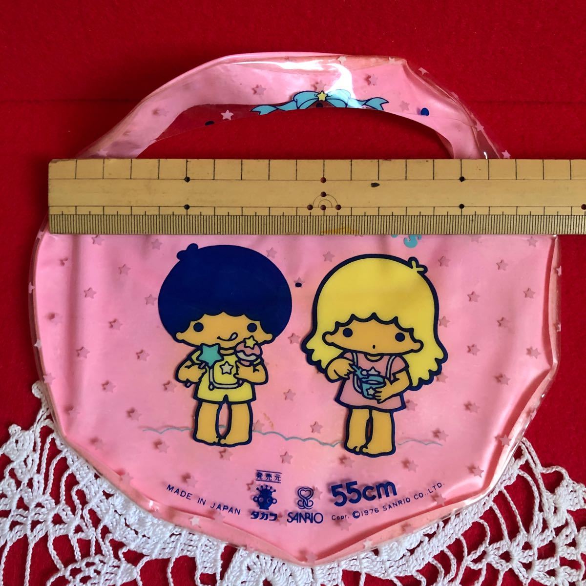  Little Twin Stars ki Kirara 4 point set Mini vinyl bag can case extra Showa Retro that time thing old Logo 1976 year Sanrio 