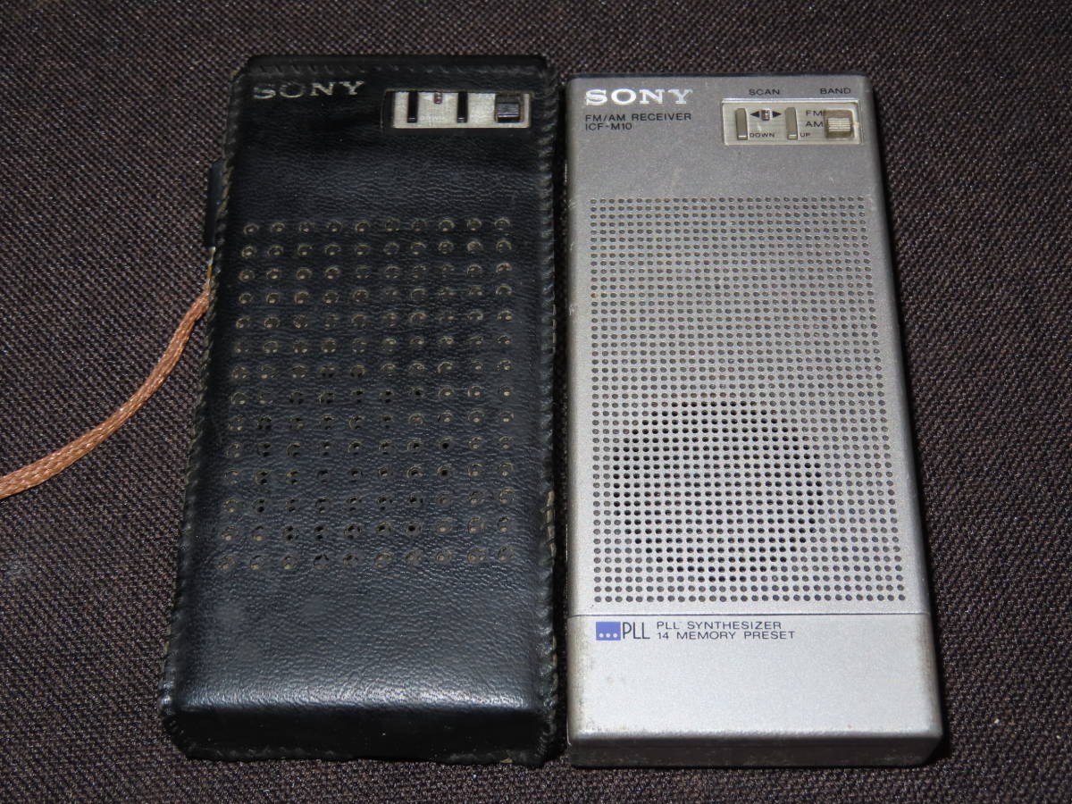  cat pohs possible SONY ICF-M10B 2 pcs. set FM/AM radio Sony pocket radio case [ present condition goods ] Junk 