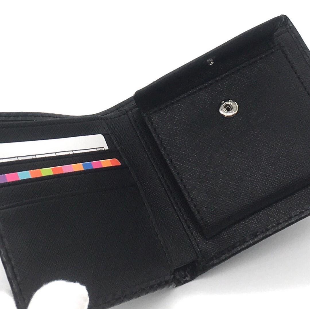 カーボンレザー 折り財布 内装：黒 メンズ レディース 小銭入れ カードケース_画像6