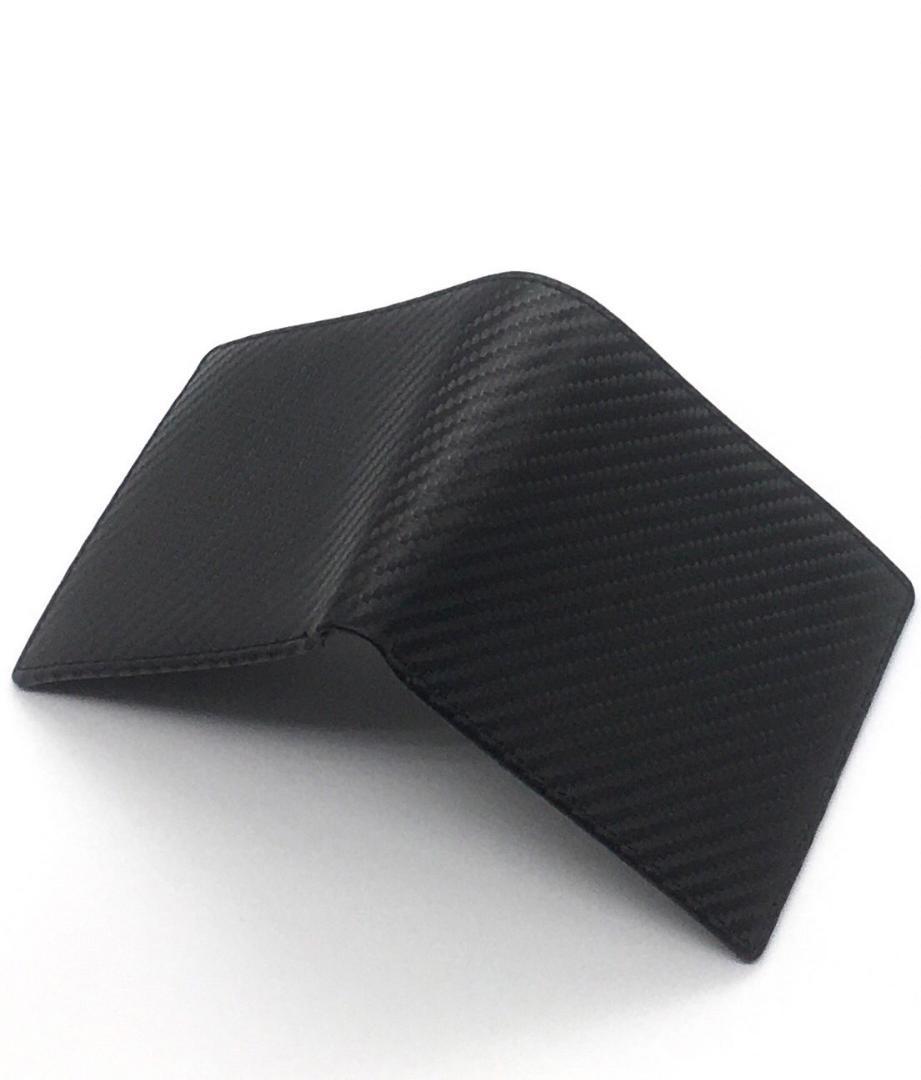 カーボンレザー 折り財布 内装：黒 メンズ レディース 小銭入れ カードケース_画像3