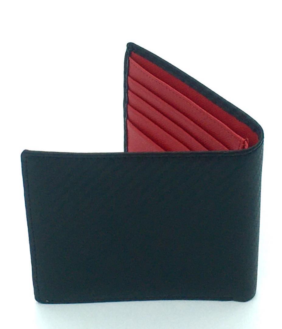 カーボンレザー 折り財布 内装：紅 メンズ レディース 小銭入れ カードケース_画像10
