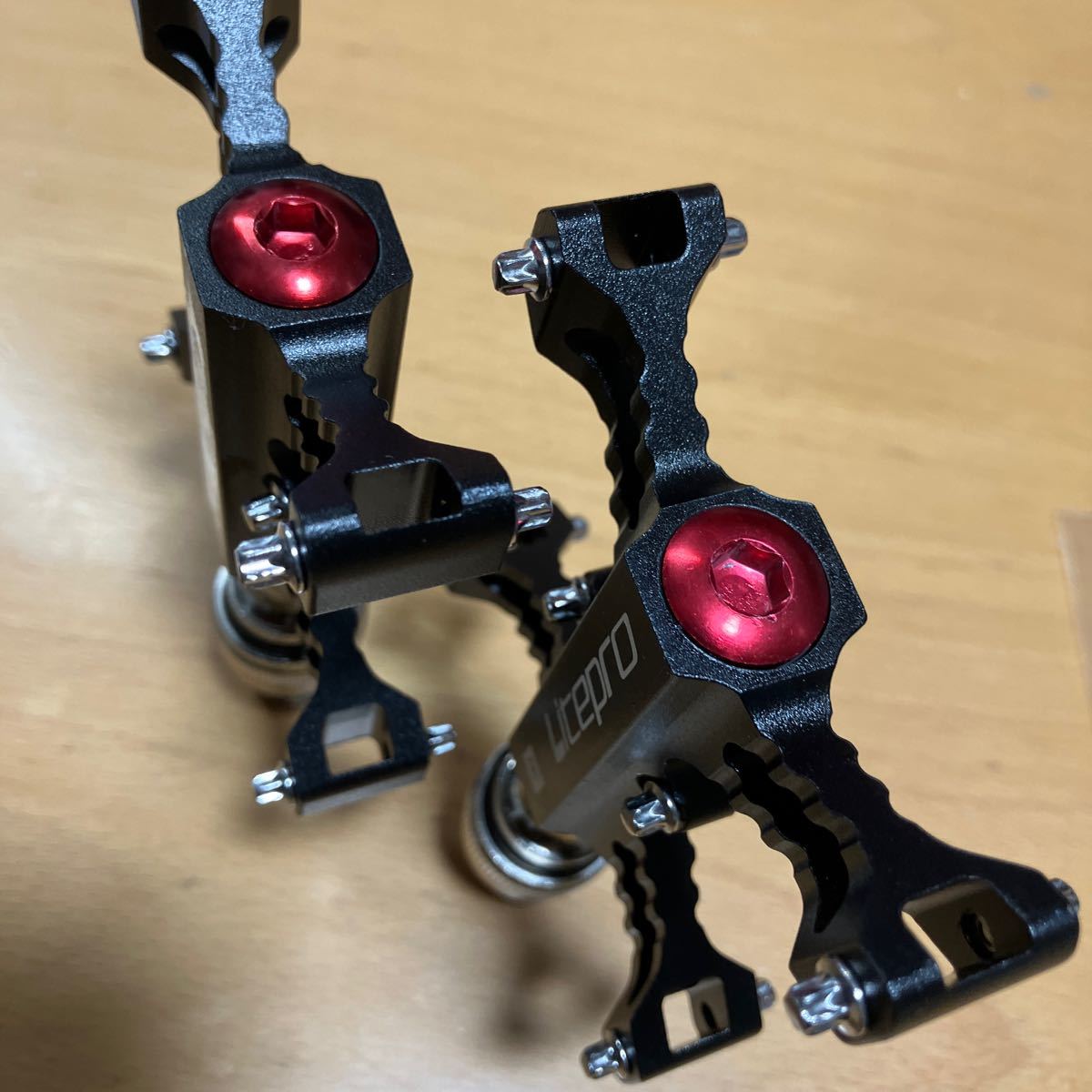 【ブラック】litepro 左右両側 新型 クイックリリース式 ペダル クロモリ鋼軸 337g dahon tern brompton birdy BD-1 FIAT renaultの画像6