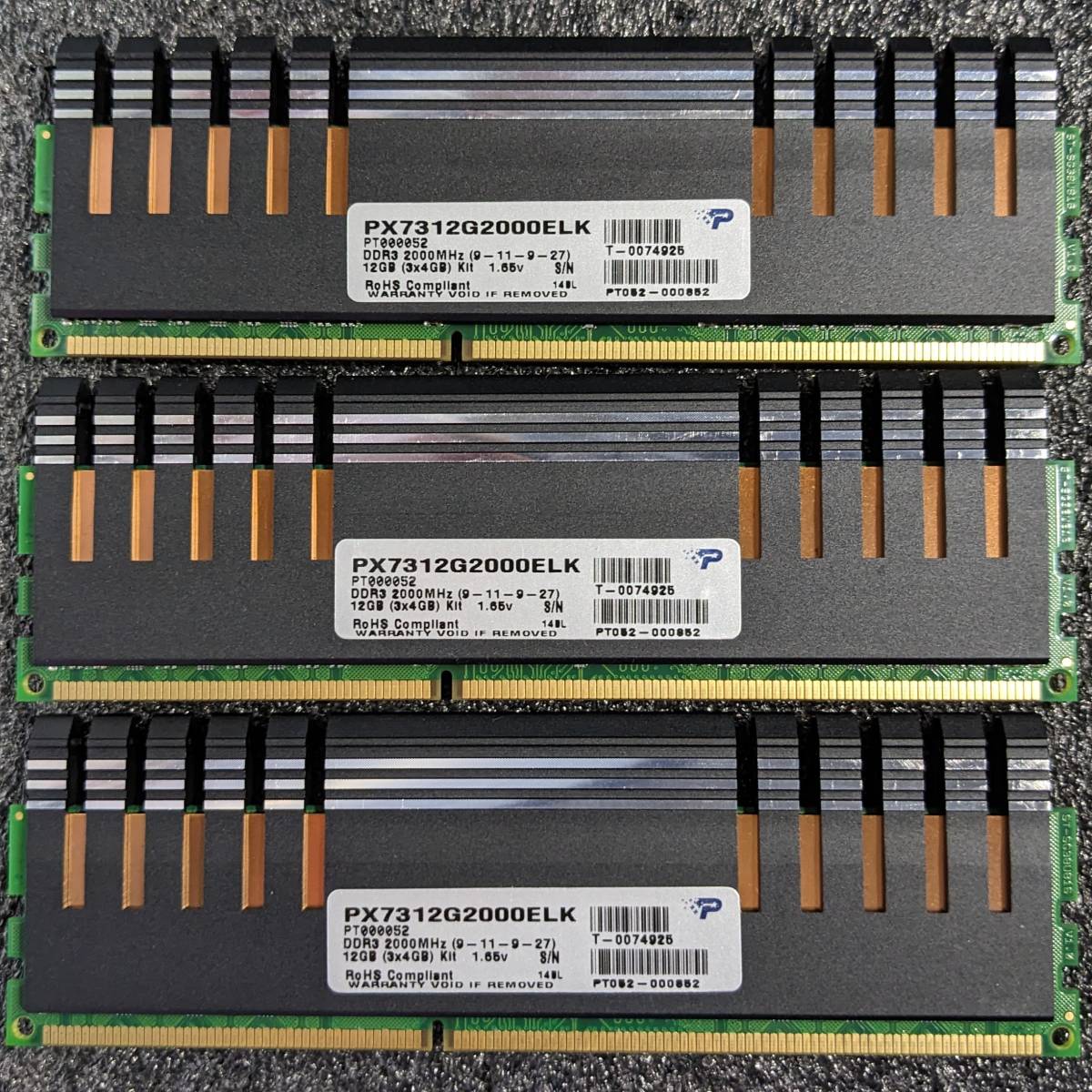 【中古】DDR3メモリ 12GB(4GB3枚組) PATRIOT VIPER XTREME PX7312G2000ELK [DDR3-2000 PC3-16000 ※実質DDR3-1866 PC3-14900]_画像2