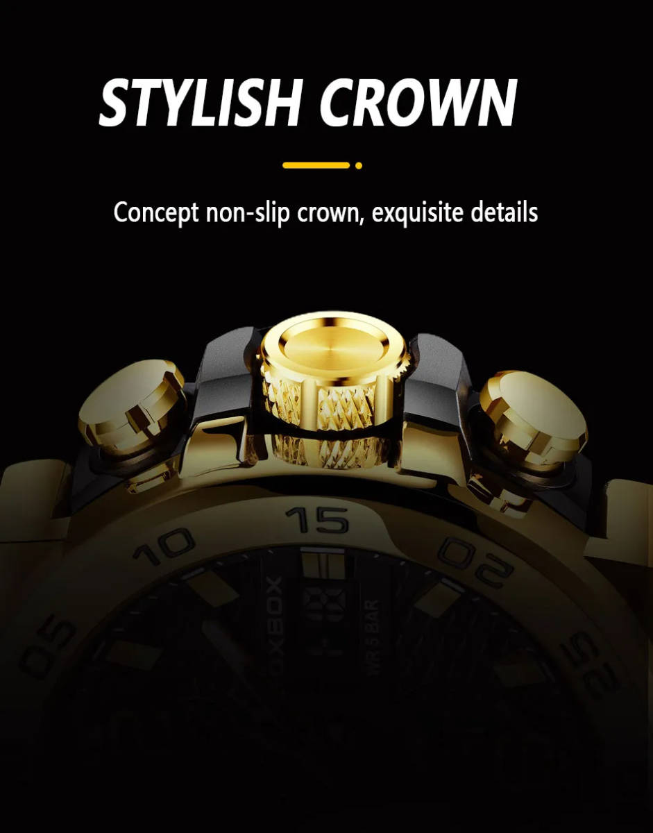 LIGE メンズ 腕時計 8622 高品質 クオーツ ミリタリー スポーツ デュアル ディスプレイ ウォッチ foxbox 防水 時計 シルバー × ブルー_画像5