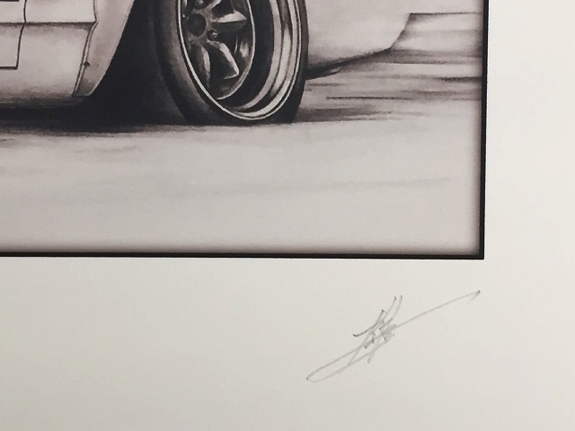  Nissan NISSAN Skyline Hakosuka racing [ pencil sketch ] famous car old car illustration A4 size amount attaching autographed 