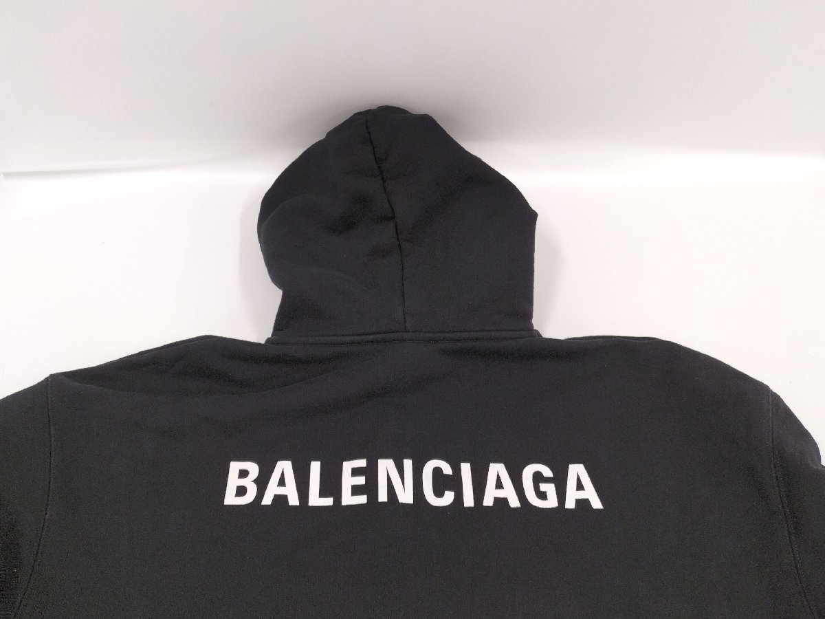 ●バレンシアガ BALENCIAGA バックロゴパーカー ブラック 男女兼用 XSサイズ TS49 578135[Jコレ]TA 66_画像5