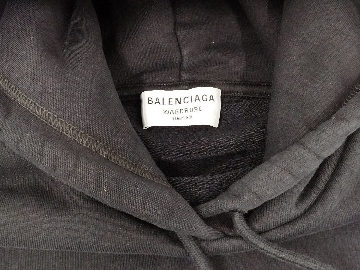 ●バレンシアガ BALENCIAGA バックロゴパーカー ブラック 男女兼用 XSサイズ TS49 578135[Jコレ]TA 66_画像8