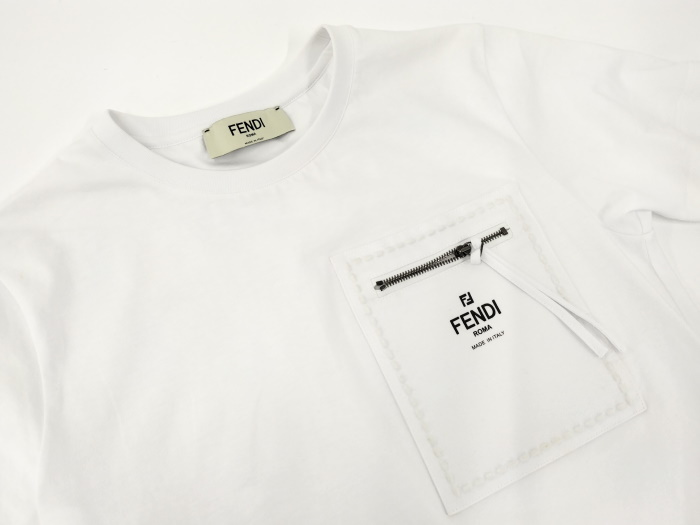 【中古】FENDI セレリア ロゴポケット付き Tシャツ コットン ポリエステル ホワイト 表記サイズXS FD7389_画像3