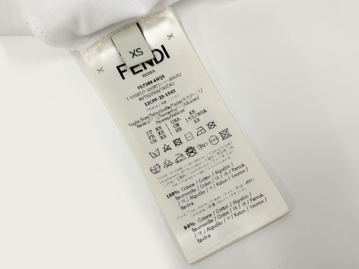 【中古】FENDI セレリア ロゴポケット付き Tシャツ コットン ポリエステル ホワイト 表記サイズXS FD7389_画像9