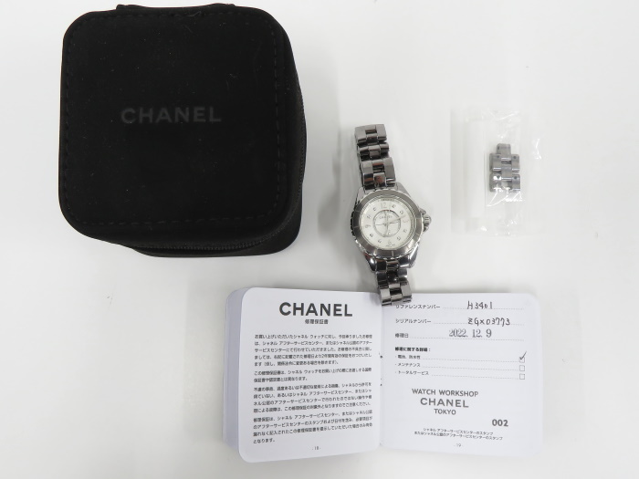 【中古】CHANEL J12 クロマティック クオーツ SS 8PD シルバー文字盤 H3401_画像10