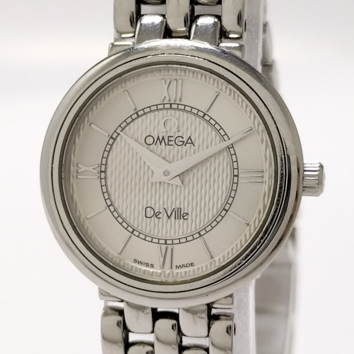 【中古】OMEGA デビル レディース 腕時計 クオーツ SS シルバー文字盤 7574.31
