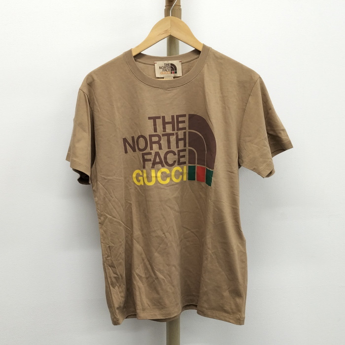 【中古】GUCCI THE NORTH FACEコラボレーション Tシャツ コットン ベージュ 表記サイズXXS 615044