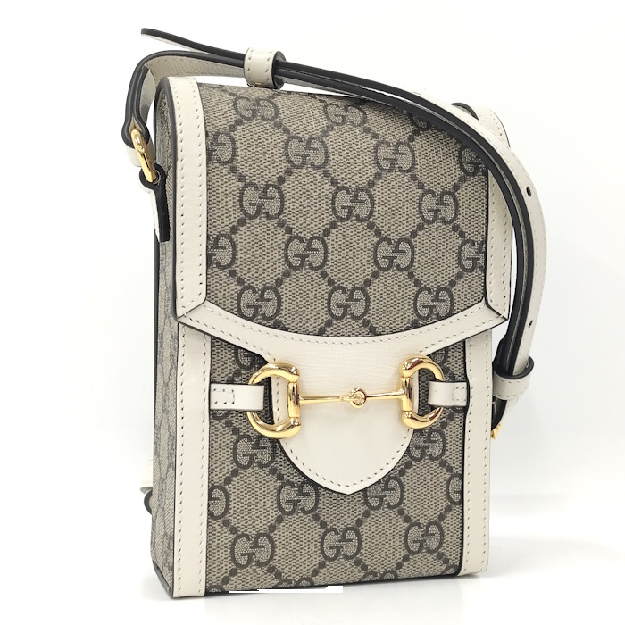 【中古】GUCCI ショルダーバッグ ミニバッグ ホースビット 1955 GGスプリーム レザー ベージュ ホワイト 625615