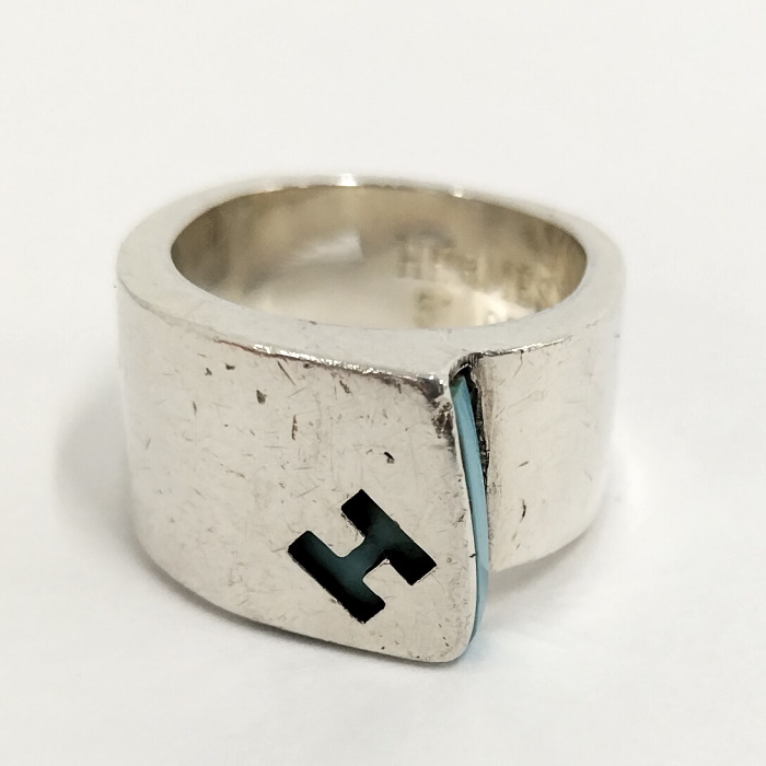 【楽天スーパーセール】 キャンディ 【中古】HERMES 6794円 リング シルバー SV925 Hロゴ 指輪